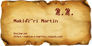 Maklári Martin névjegykártya